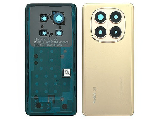 Cover Batteria + Vetrino Camera + Adesivi Golden per Xiaomi Redmi Note 14 Pro 5G