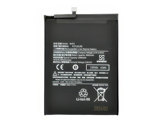 Batteria Litio 5000 mAh slim per Xiaomi Redmi Note 9T 5G