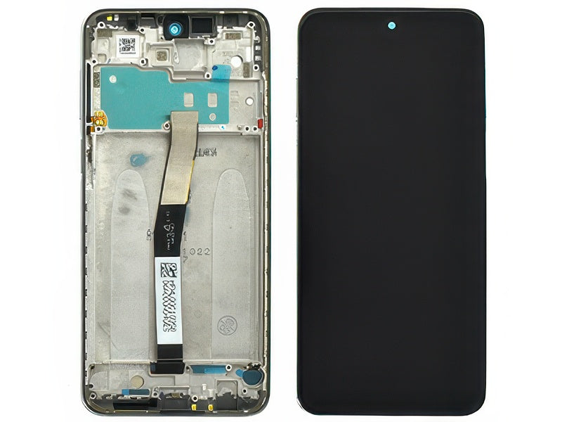 Lcd + Touchscreen + Frame + Tasto Volume Glacier Bianco per Xiaomi Redmi Note 9 Pro