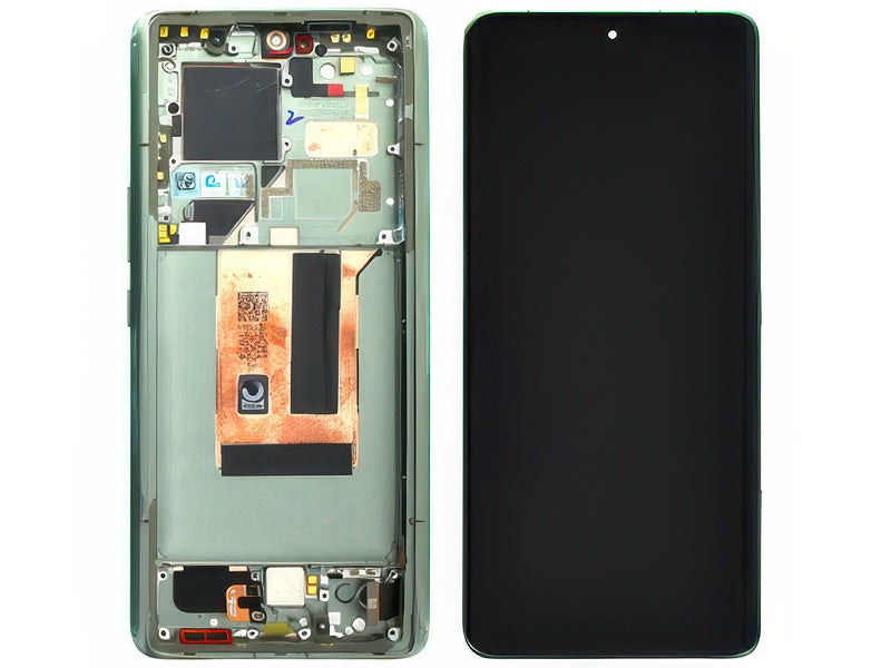Lcd + Touch Screen + Frame + Tasti Laterali Olive Verde per Xiaomi 13 Ultra - Originale Service Pack
