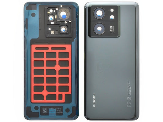 Cover Batteria + Vetrino Camera + Adesivi Nero per Xiaomi 13T - Originale Service Pack
