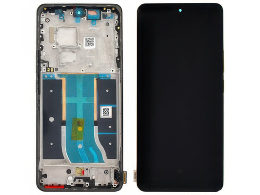 Lcd + Touch Screen + Frame + Tasti Laterali Navigator Beige per realme 12 Pro 5G - Compatibile