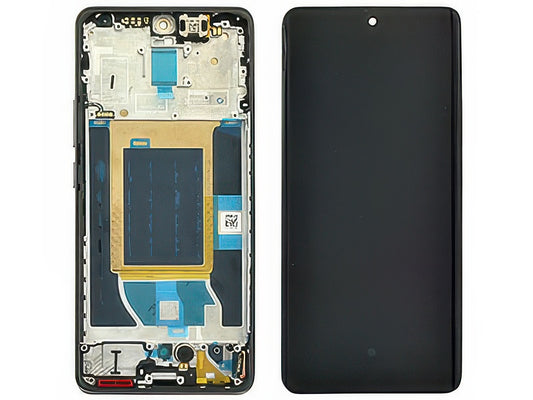 Lcd + Touch Screen + Frame + Tasti Laterali Suede Grigio per realme 14 Pro 5G - Originale Service Pack
