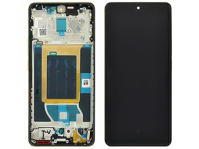 Lcd + Touch Screen + Frame + Tasti Laterali Pearl Bianco per realme 14 Pro 5G - Compatibile