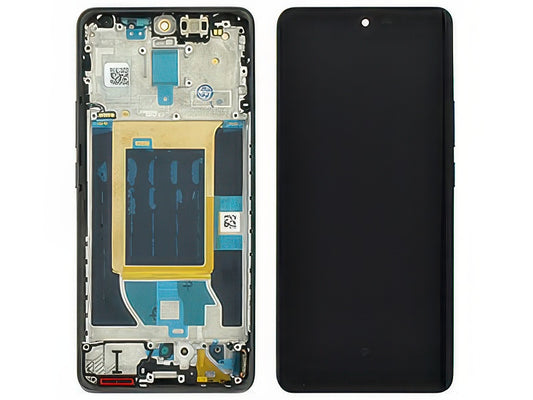 Lcd + Touch Screen + Frame + Tasti Laterali Suede Grigio per realme 14 Pro 5G - Compatibile