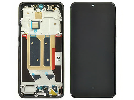 Lcd + Touch Screen + Frame + Tasti Laterali Suede Grigio per realme 14 Pro+ 5G - Originale Service Pack