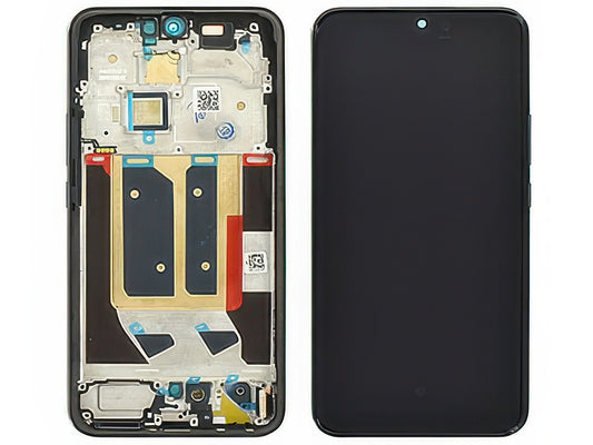 Lcd + Touch Screen + Frame + Tasti Laterali Suede Grigio per realme 14 Pro+ 5G - Compatibile