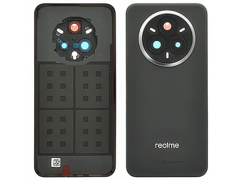 Cover Batteria + Vetrino Camera + Adesivi Suede Grigio per realme 14 Pro+ 5G