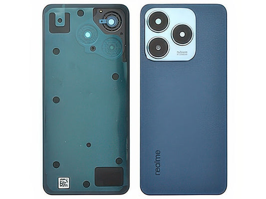 Cover Batteria + Vetrino Camera + Adesivi Leather Blu per realme C63
