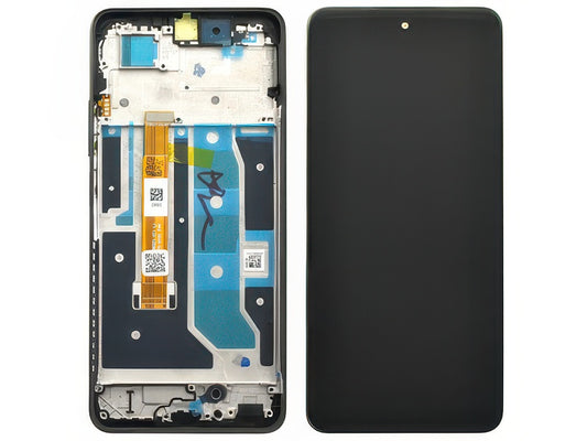 Lcd + Touch Screen + Frame + Tasto Volume Nero Rock per realme C67 4G - Compatibile