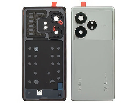Cover Batteria + Vetrino Camera + Adesivi Fluid Argento per realme GT 6T