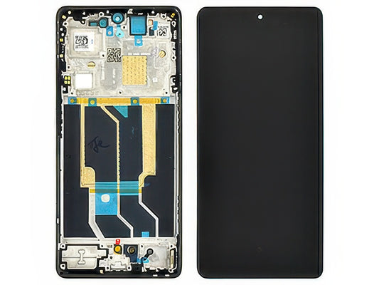 Lcd + Touch Screen + Frame + Tasti Laterali Argento per realme GT 6 - Compatibile