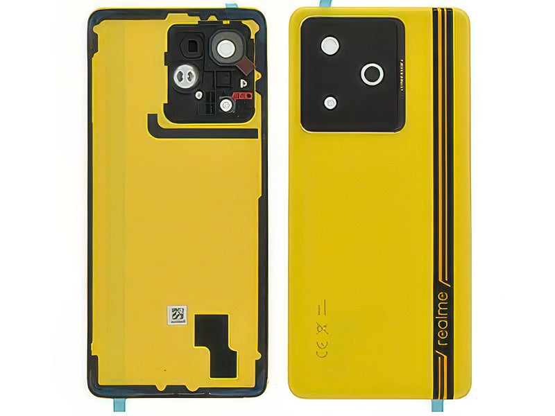 Cover Batteria + Vetrino Camera + Adesivi Racing Giallo per realme GT 7T 5G