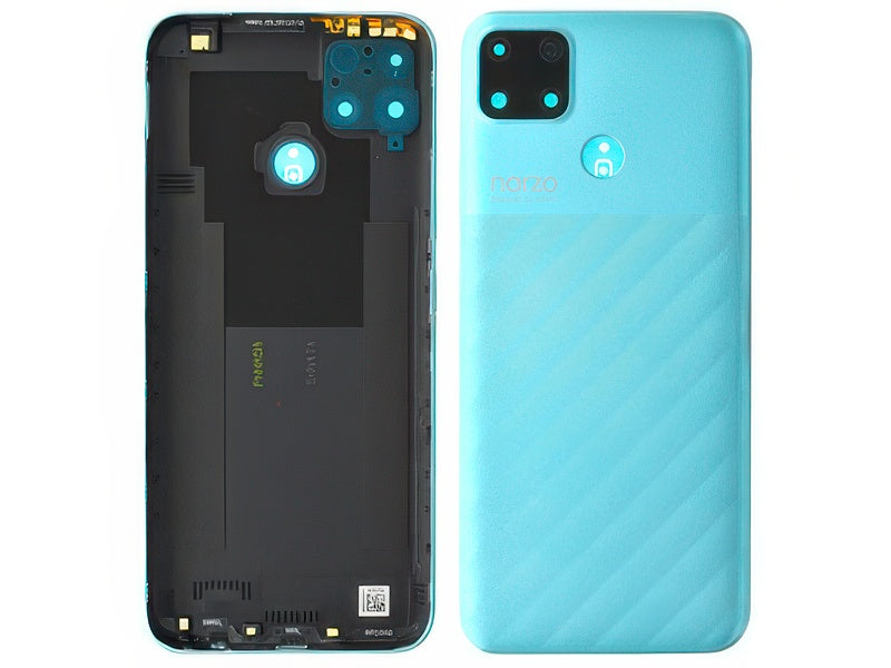Cover Batteria + Vetrino Camera + Tasti Laterali Laser Blu per realme Narzo 30A